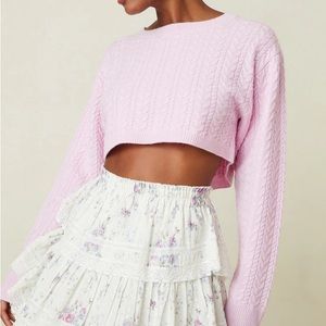 LoveShackFancy Calloway Crop Sweater - Pale Rose - Medium